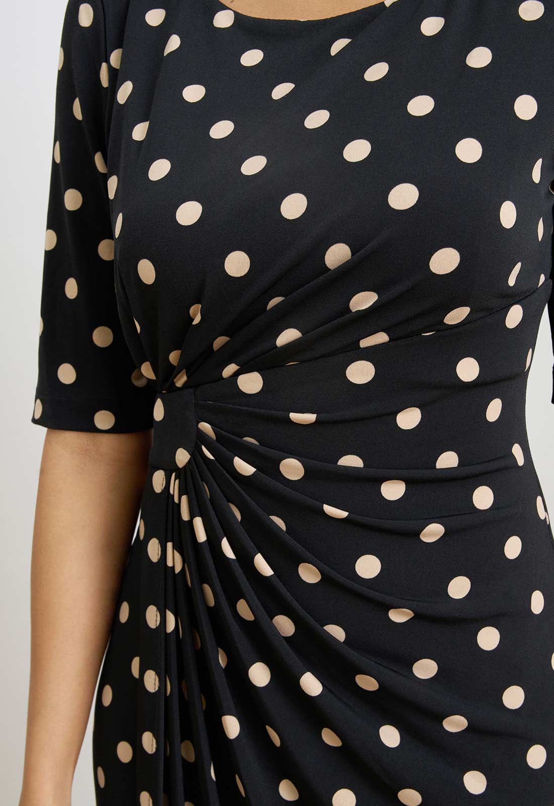 Gina Bacconi BLACK / BEIGE Harper Jersey Wrap Dress - Image 5