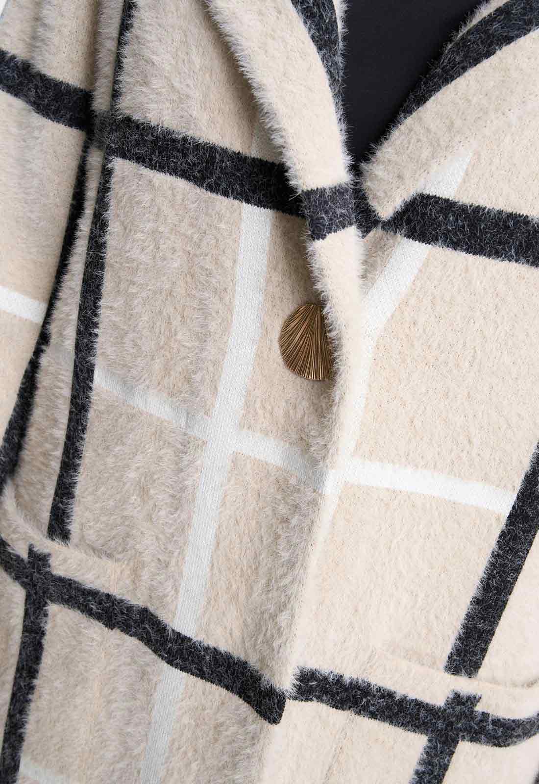 Gina Bacconi Black / Beige Winslet Checked Coat - Image 5