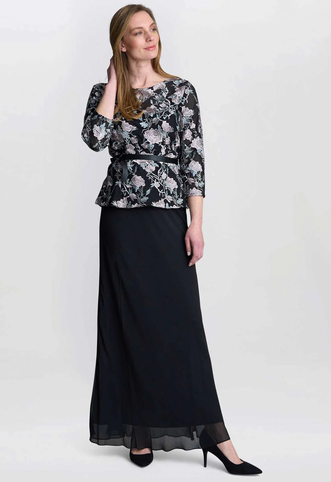Gina Bacconi Black Bernice Chiffon Maxi Skirt - Image 3