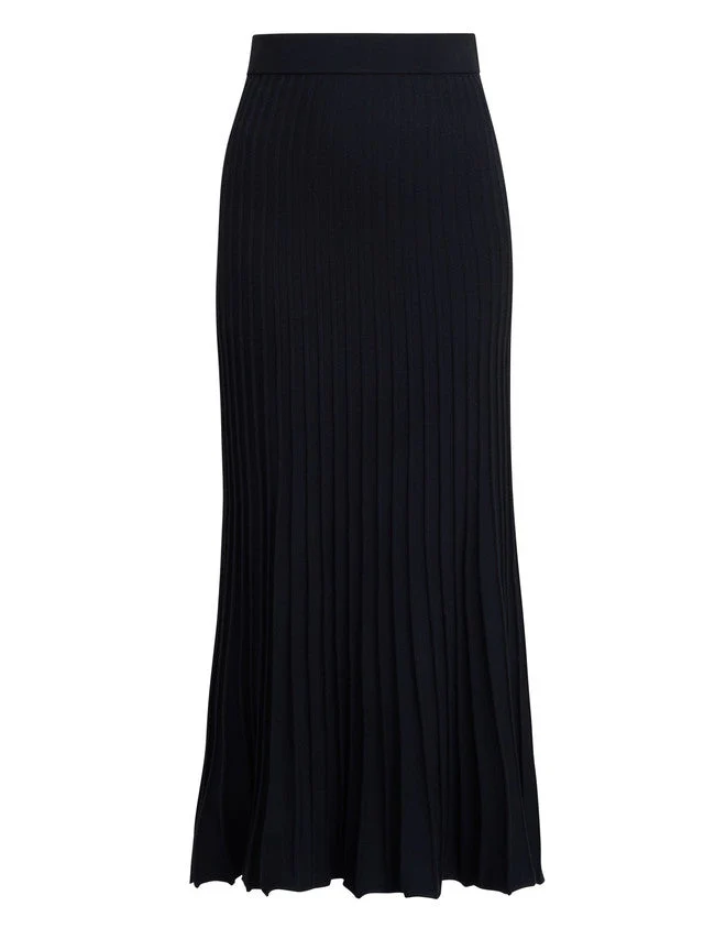 Gina Bacconi Black Celestina Long Pleated Knit Skirt - Image 5