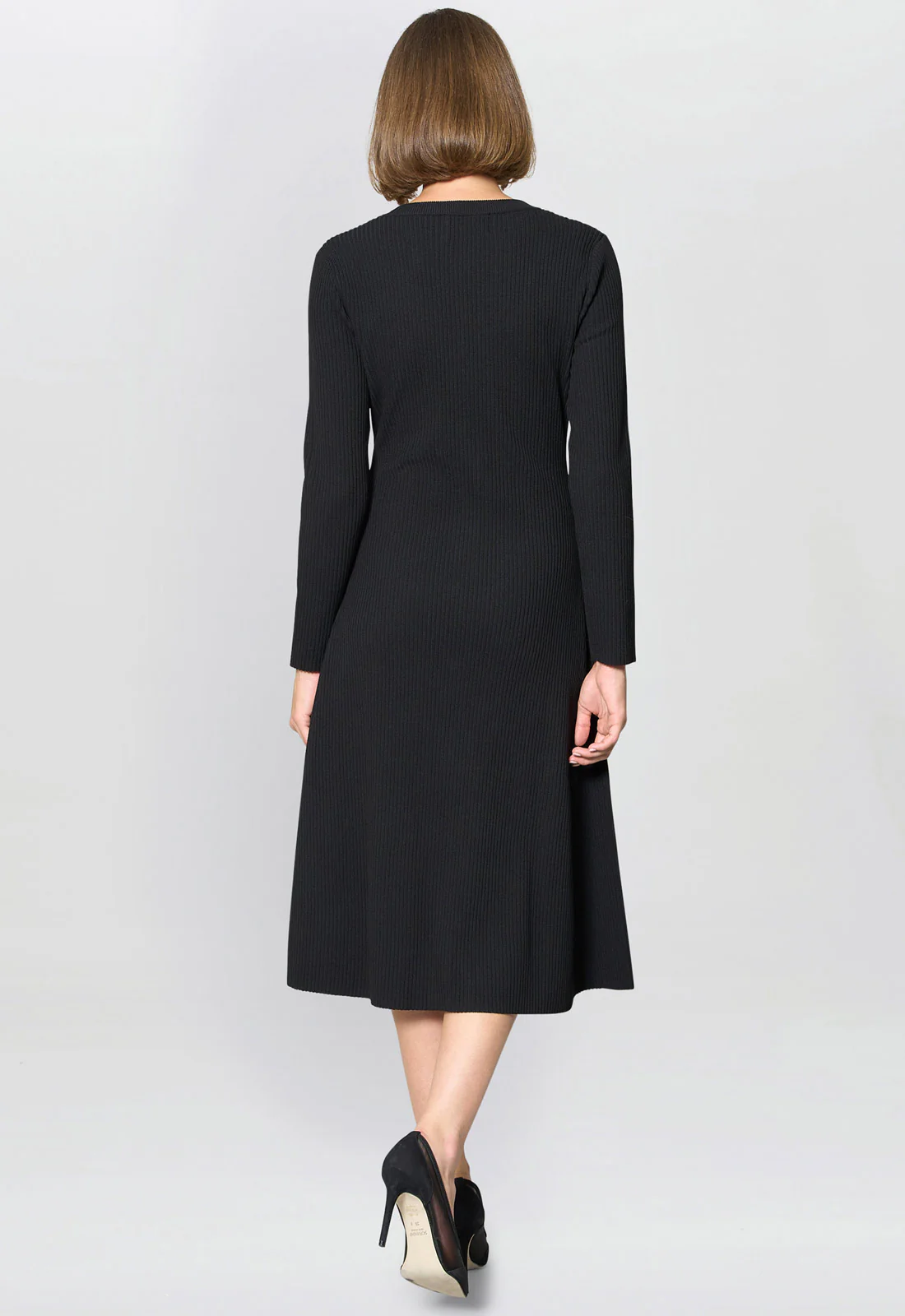 Gina Bacconi Black Cher Button Front Knit Midi Dress - Image 4