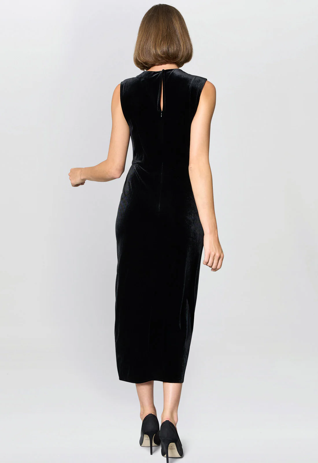 Gina Bacconi Black Claudine Velvet Midi Dress - Image 3