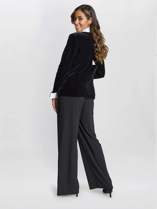 Gina Bacconi Black Connie Velvet Contrast Jacket - Image 6