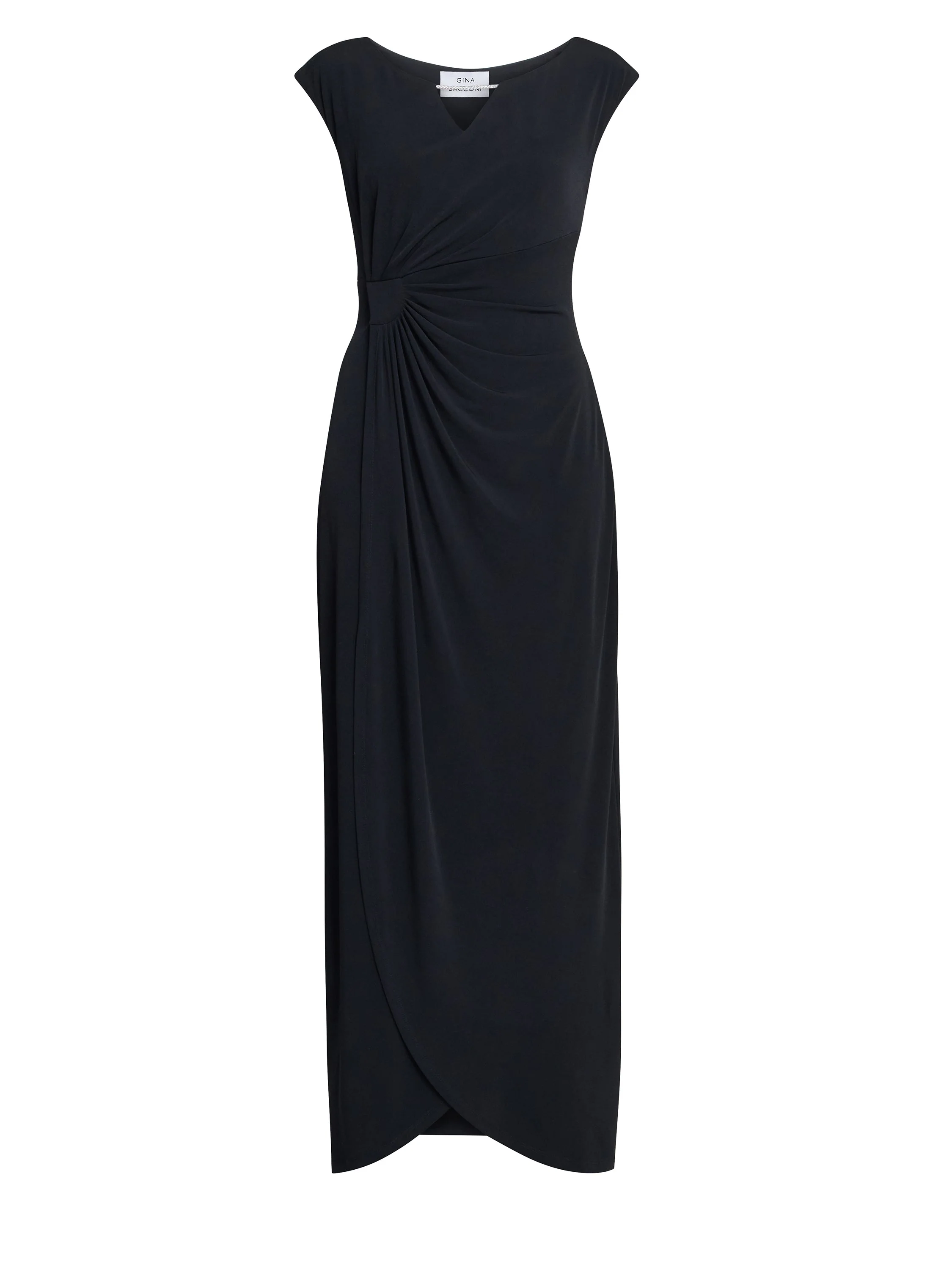 Gina Bacconi Black Eileen Wrap Maxi Dress
