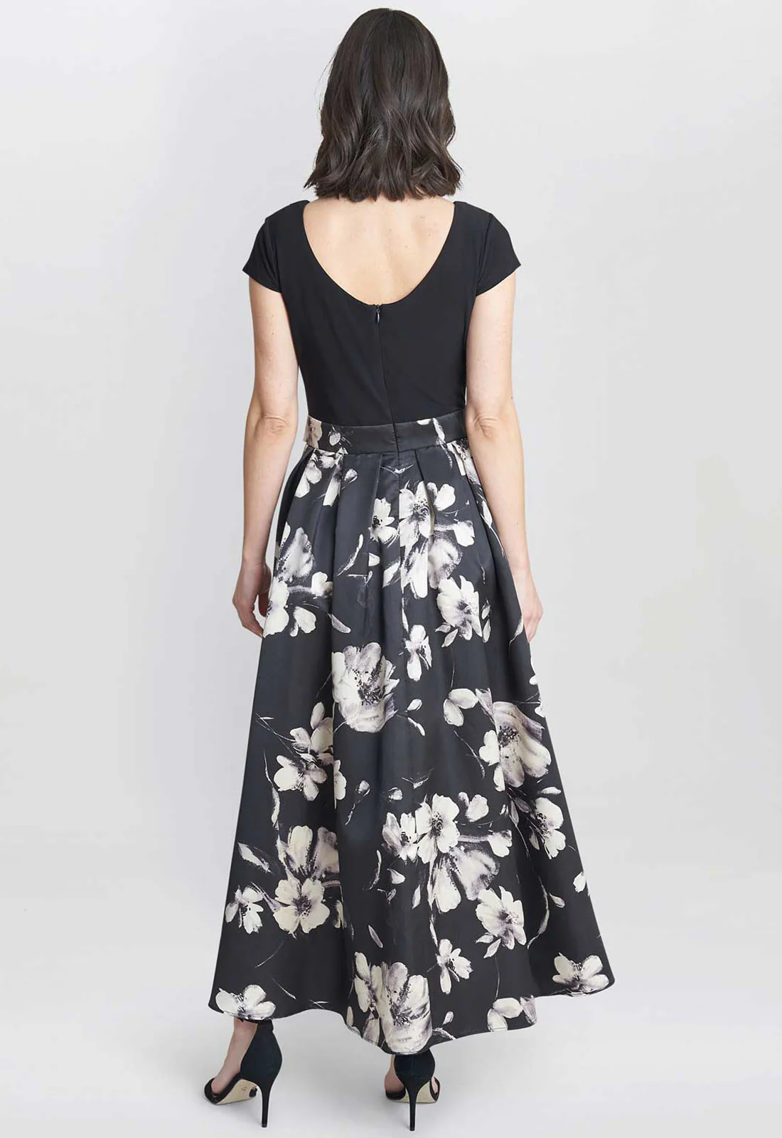 Gina Bacconi Black and Ivory Colleen Jersey  And Jacquard Printed Dress - Image 3