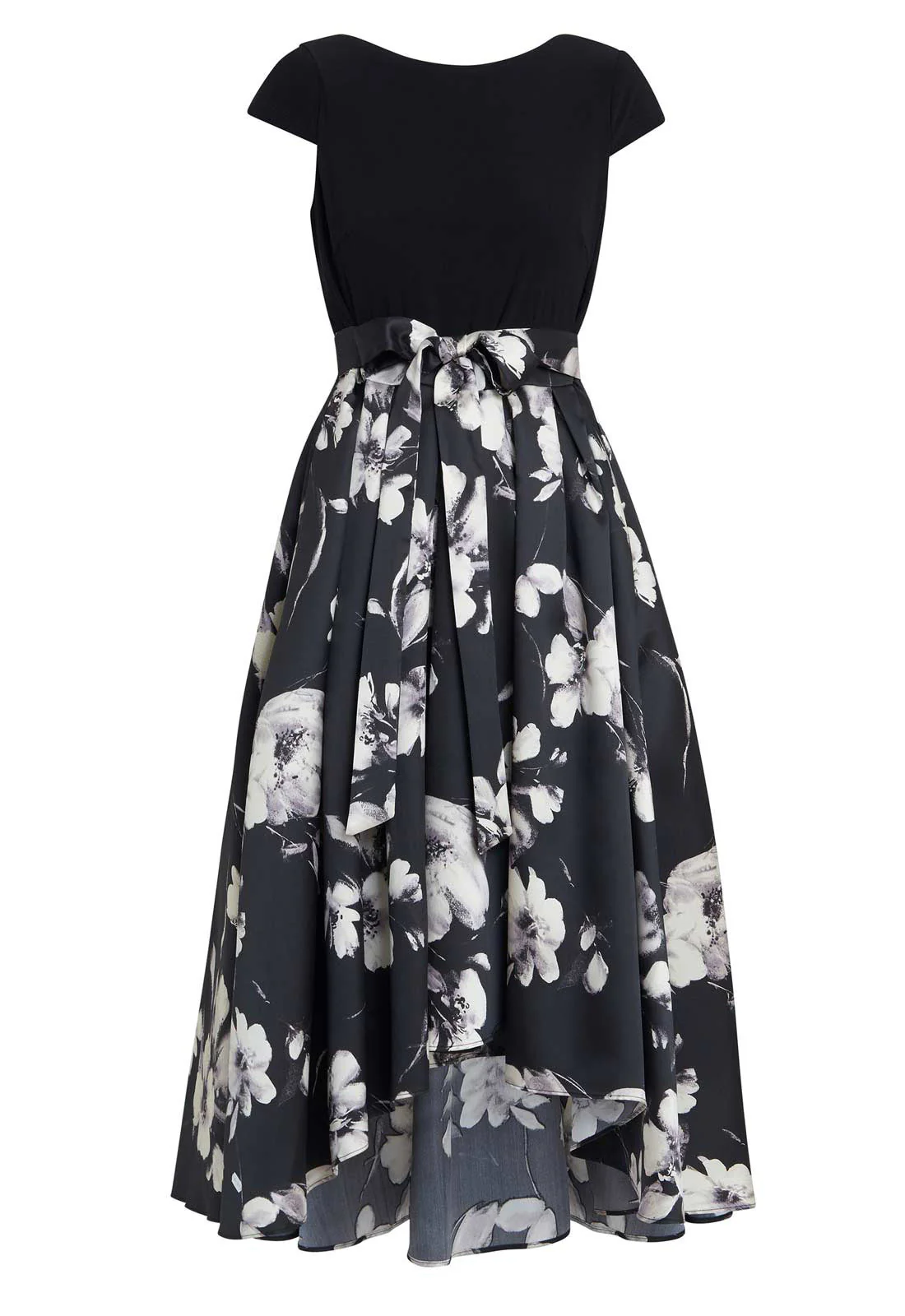 Gina Bacconi Black and Ivory Colleen Jersey  And Jacquard Printed Dress - Image 5