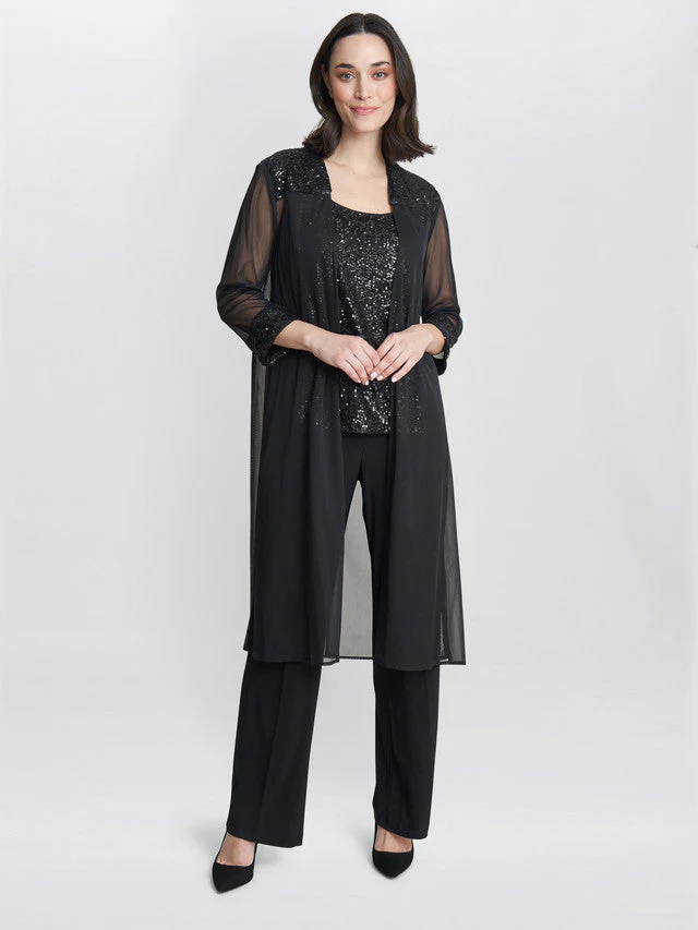 Gina Bacconi Black Jessica Three Piece Sequin Jersey Trouser Suit - Image 2