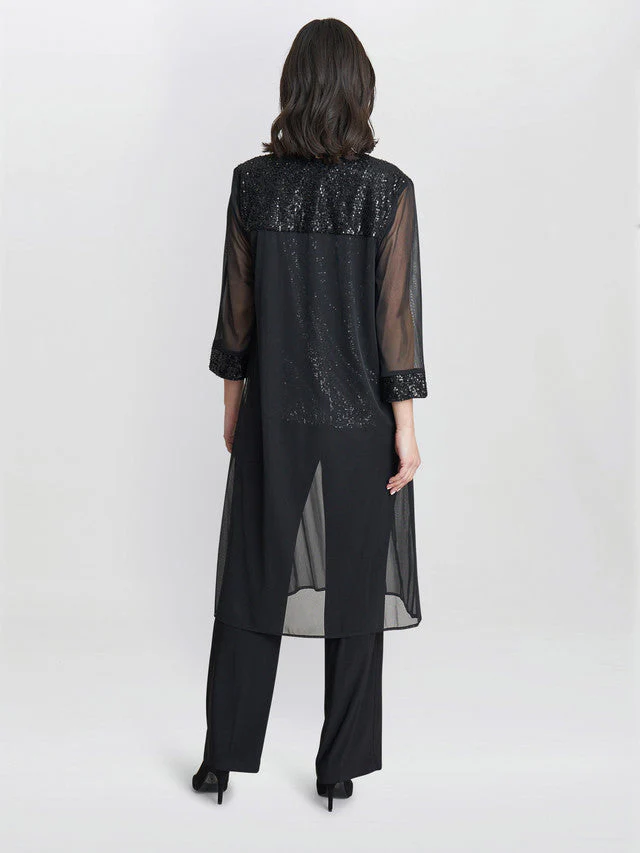 Gina Bacconi Black Jessica Three Piece Sequin Jersey Trouser Suit - Image 5
