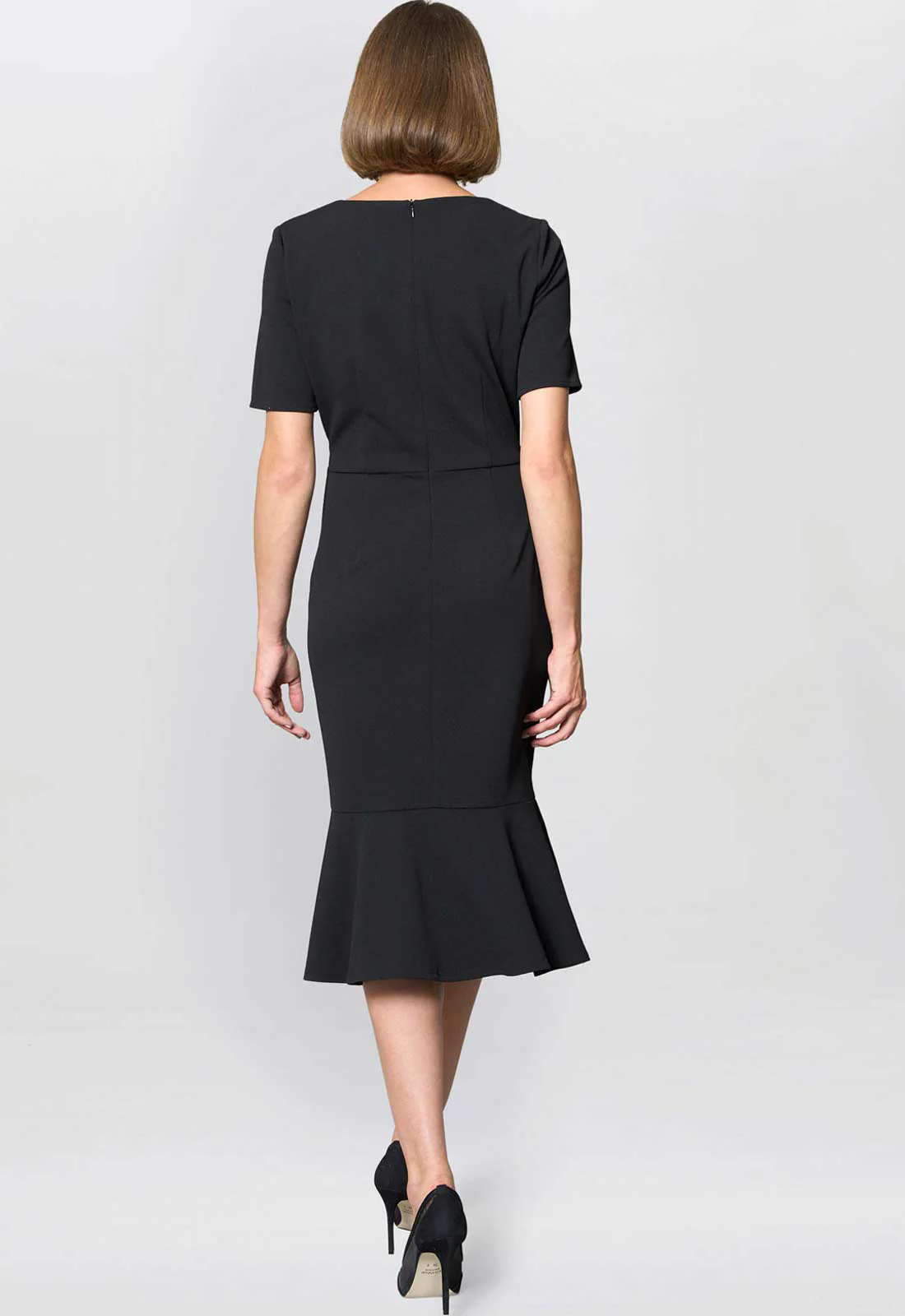 Gina Bacconi BLACK Kiara V Neck Twist Midi Dress - Image 2