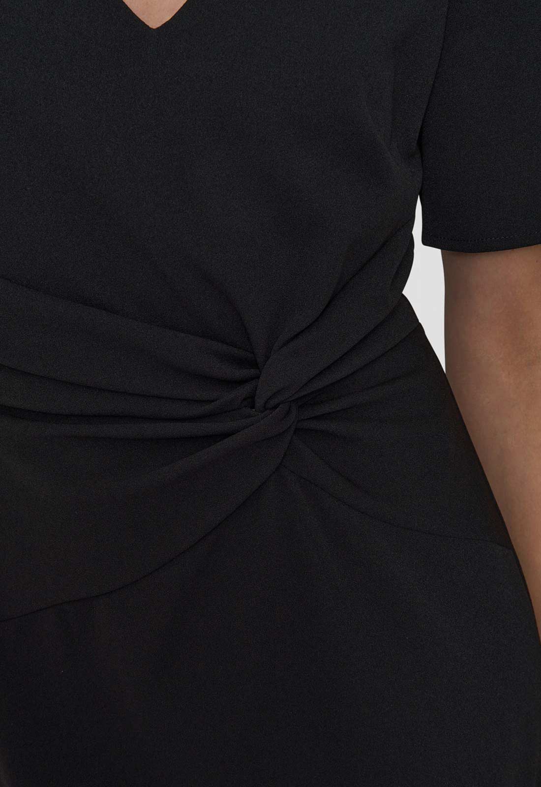 Gina Bacconi BLACK Kiara V Neck Twist Midi Dress - Image 5