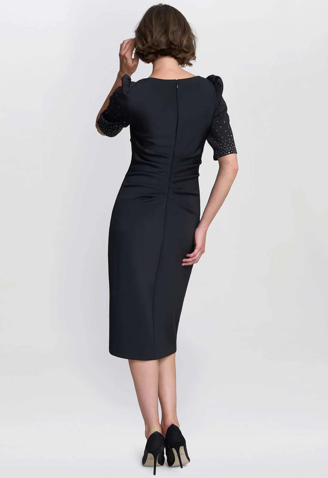 Gina Bacconi Black Louisa Dress With Beaded Sleeve - Image 3
