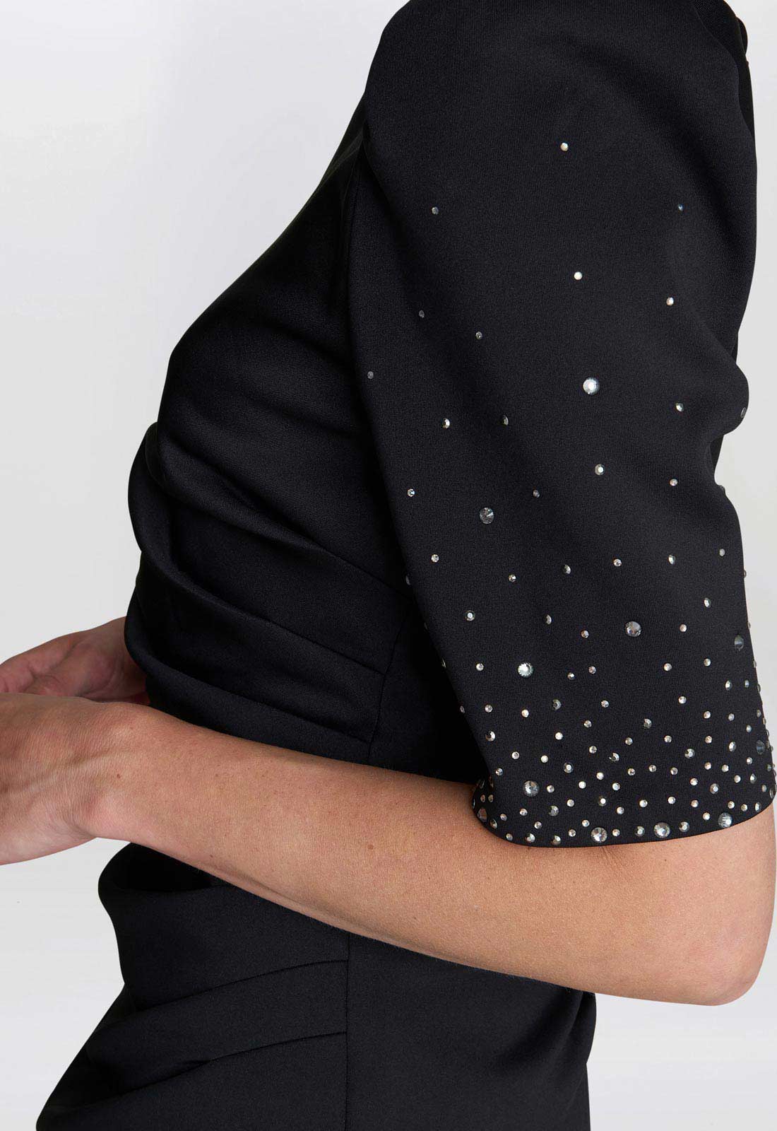Gina Bacconi Black Louisa Dress With Beaded Sleeve - Image 6