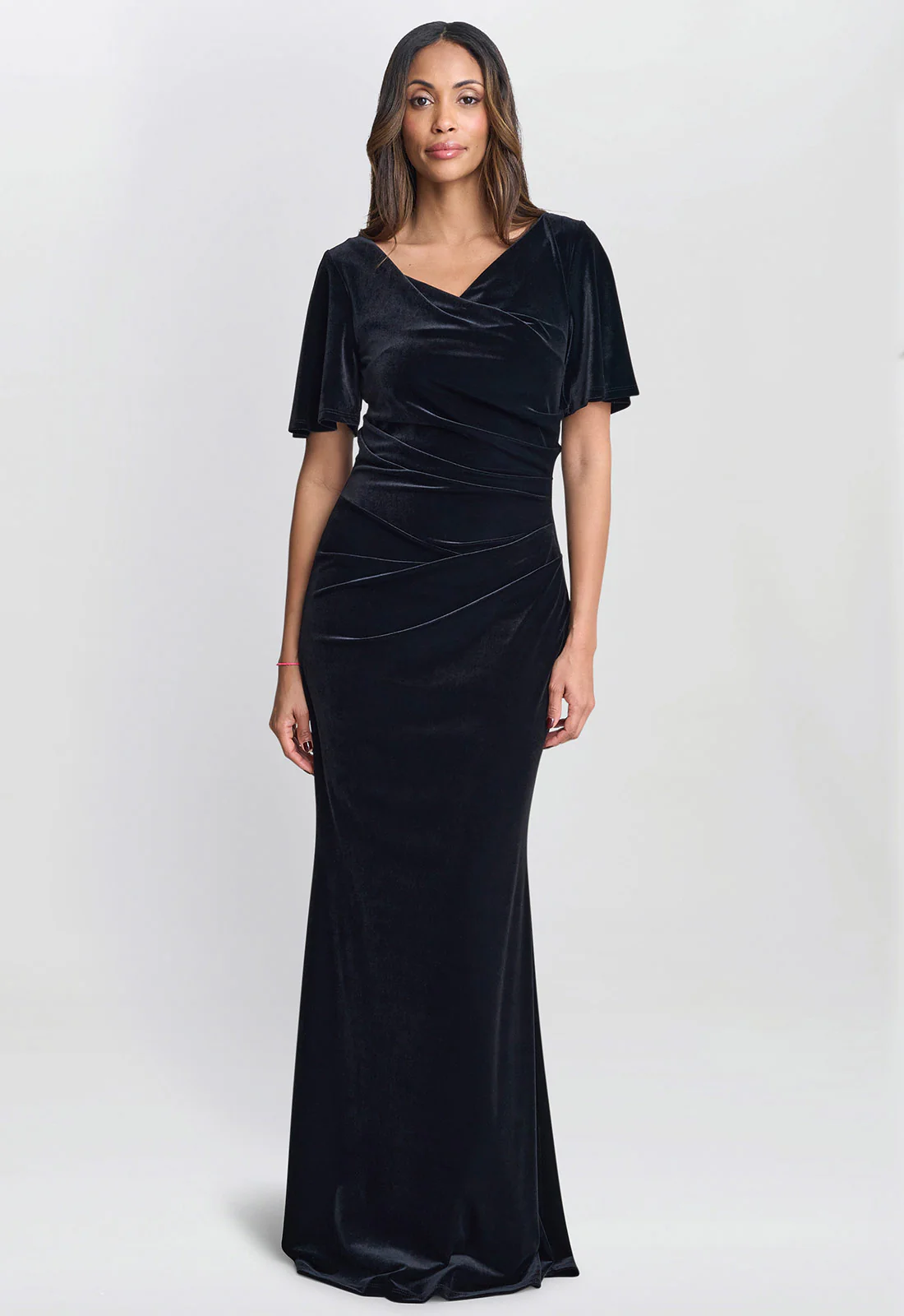 Gina Bacconi Black Minka Velvet Maxi Dress With Cowl Neck - Image 3