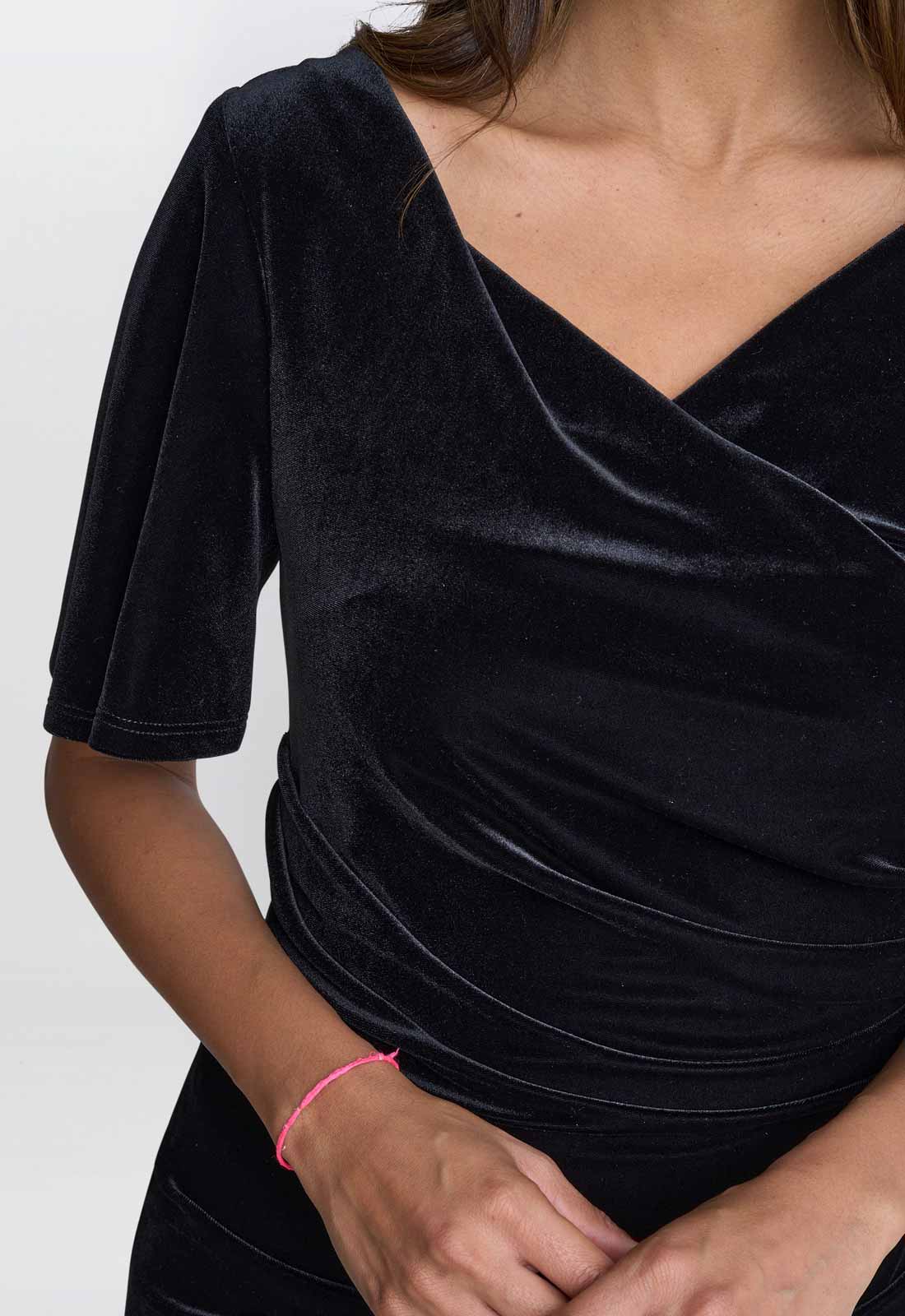 Gina Bacconi Black Minka Velvet Maxi Dress With Cowl Neck - Image 5