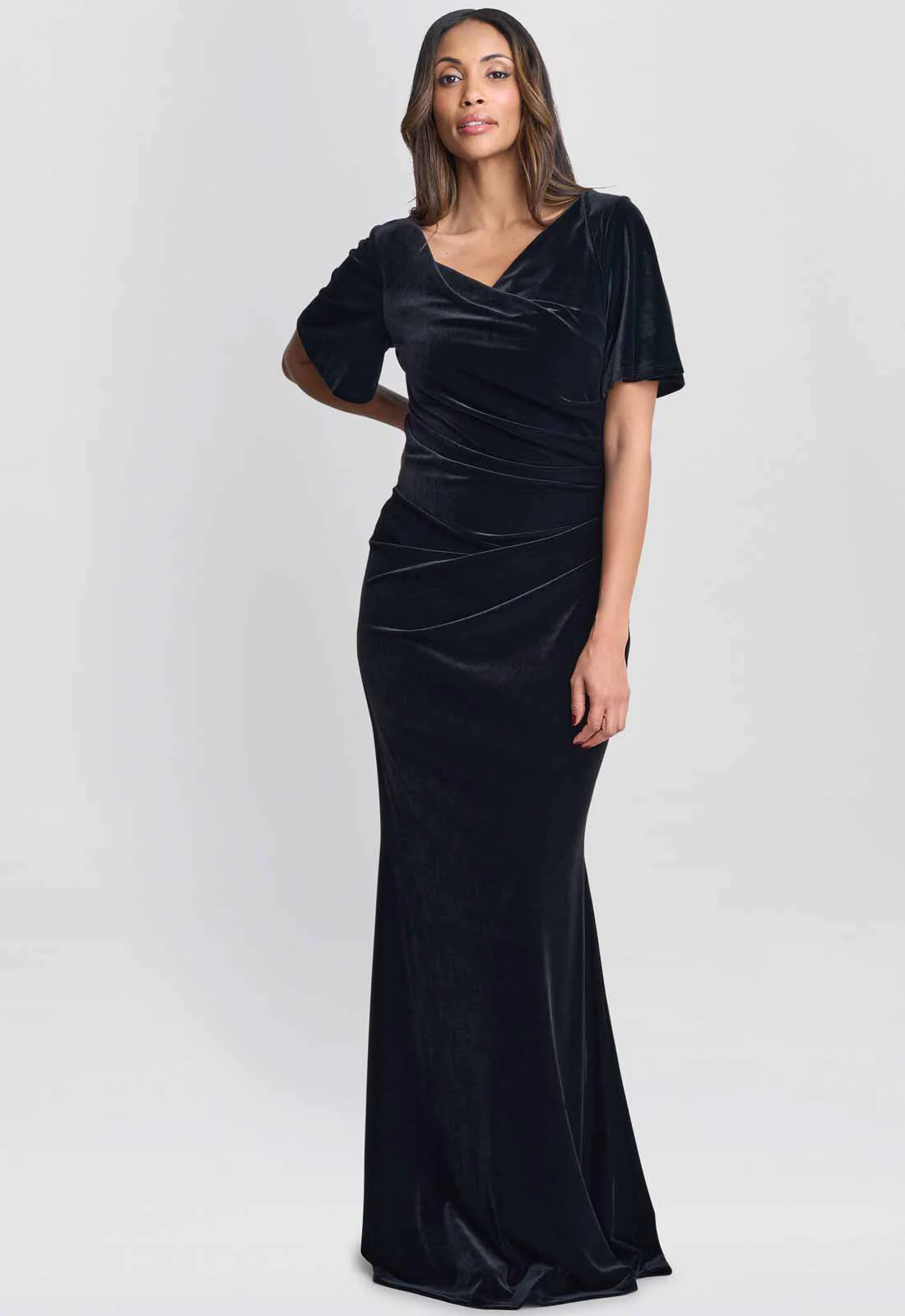 Gina Bacconi Black Minka Velvet Maxi Dress With Cowl Neck - Image 6
