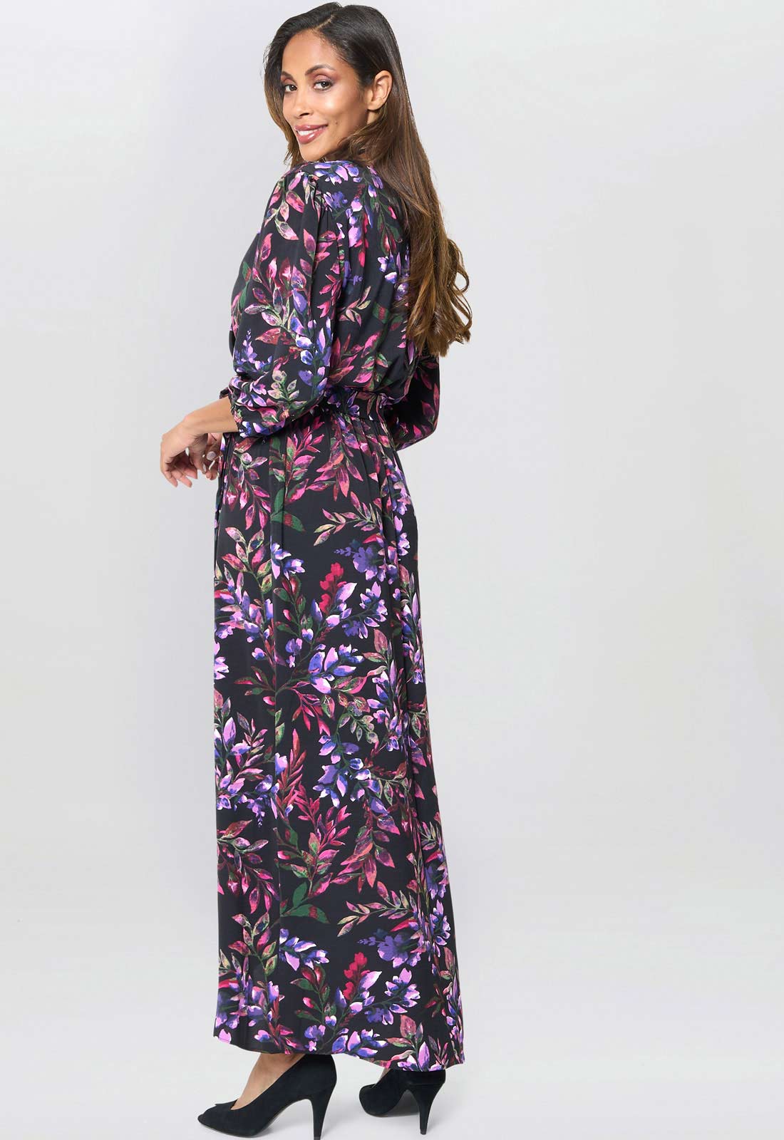 Gina Bacconi Black / Multi Aga Floral Print Dress - Image 2