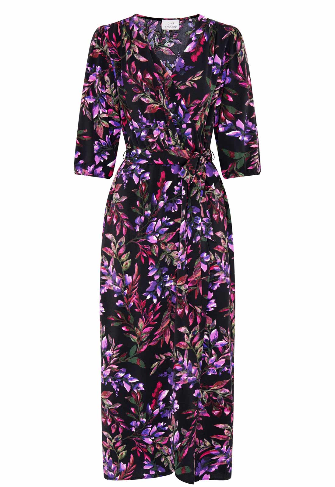 Gina Bacconi Black / Multi Aga Floral Print Dress - Image 4