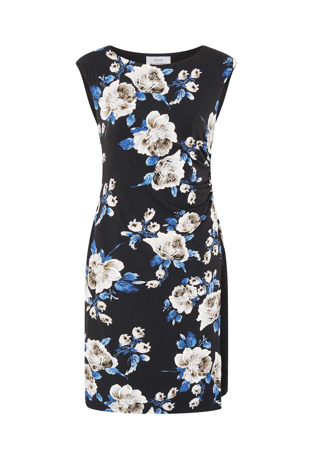 Gina Bacconi BLACK / MULTI Cybil Floral Print Sleeveless Dress - Image 4