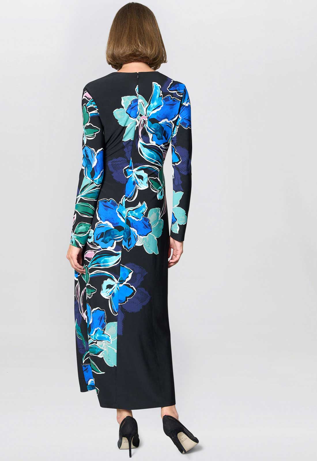 Gina Bacconi Black / Multi Eli Floral Print Maxi Dress - Image 4