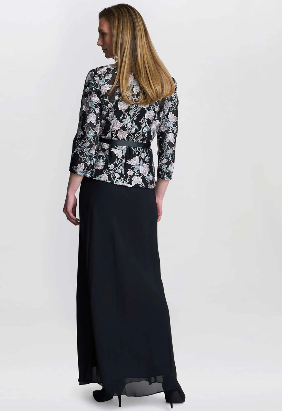 Gina Bacconi Black / Pink Brandy Embroidered Blouse With Tie Belt - Image 2