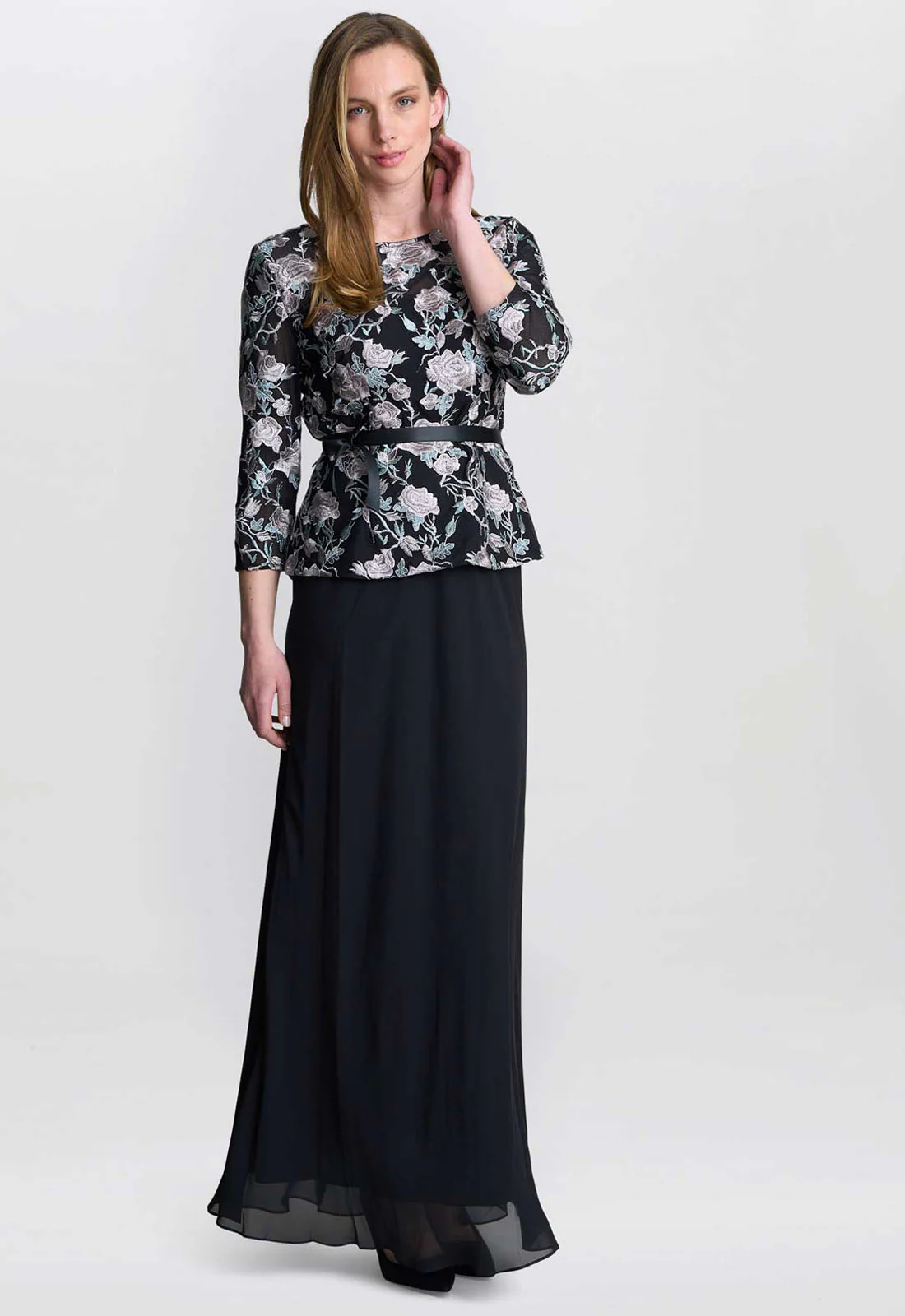 Gina Bacconi Black / Pink Brandy Embroidered Blouse With Tie Belt - Image 3