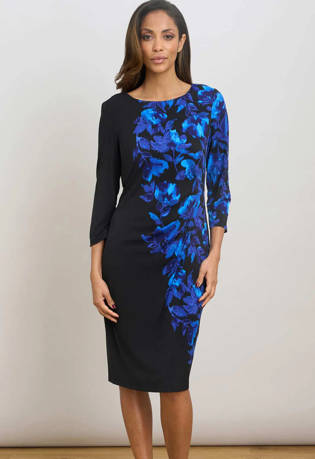 Gina Bacconi BLACK SAPHIRE Hayleigh Floral Print Dress
