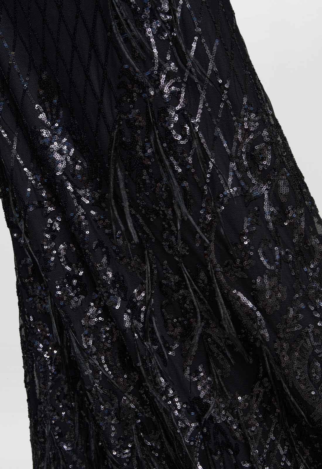 Gina Bacconi Black Tamsin Sleeveless Sequin Maxi Dress - Image 6