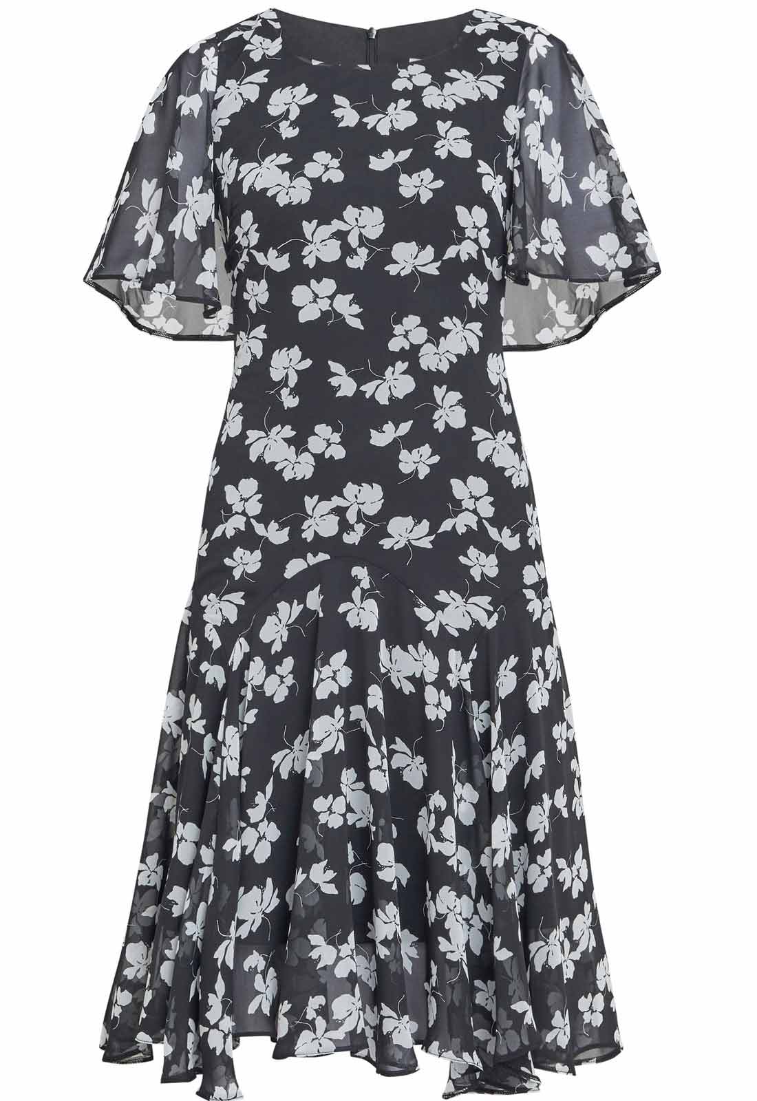 Gina Bacconi Black and White Annette Chiffon Dress - Image 4