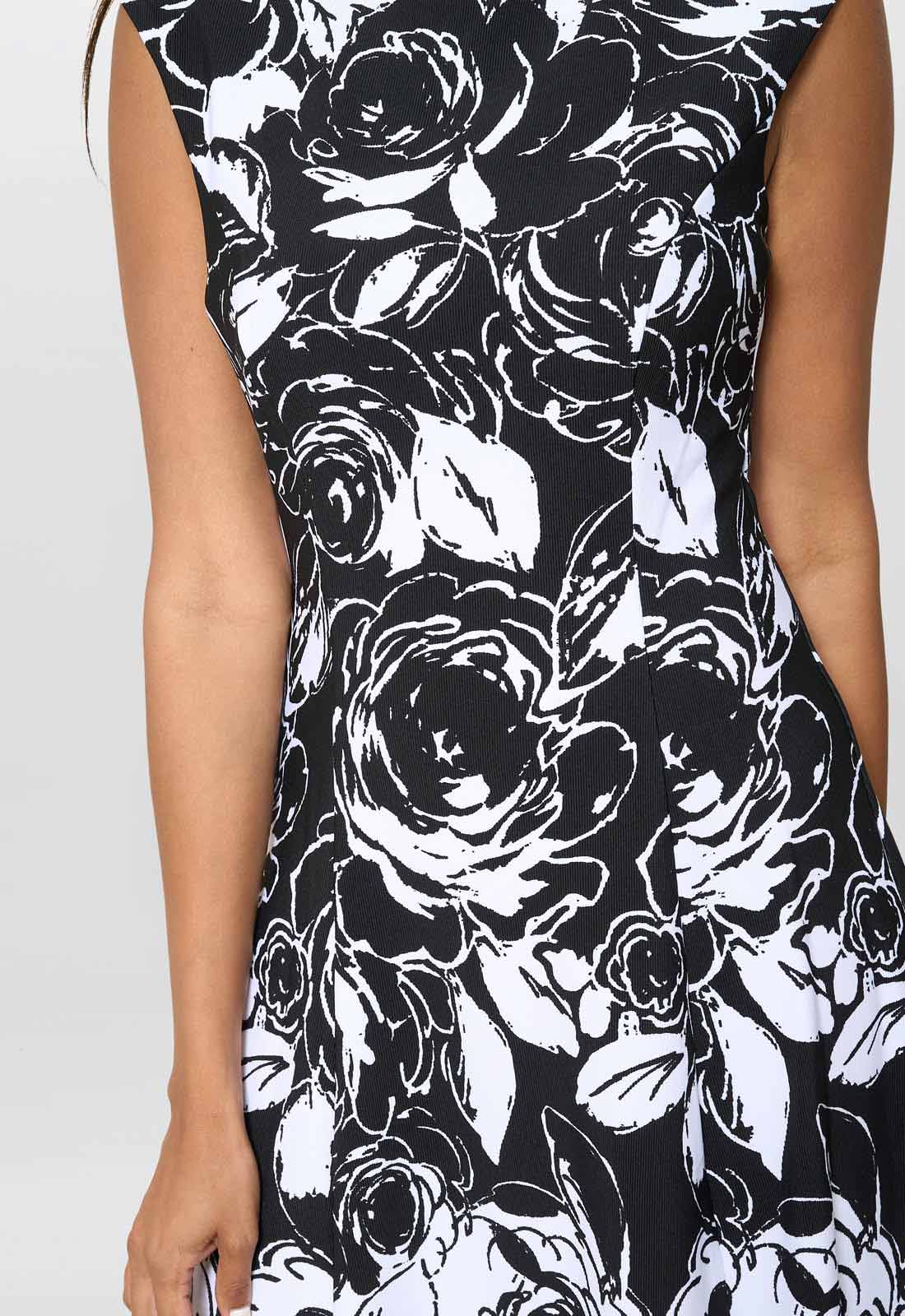 Gina Bacconi Black & White Jess Floral Dress - Image 4