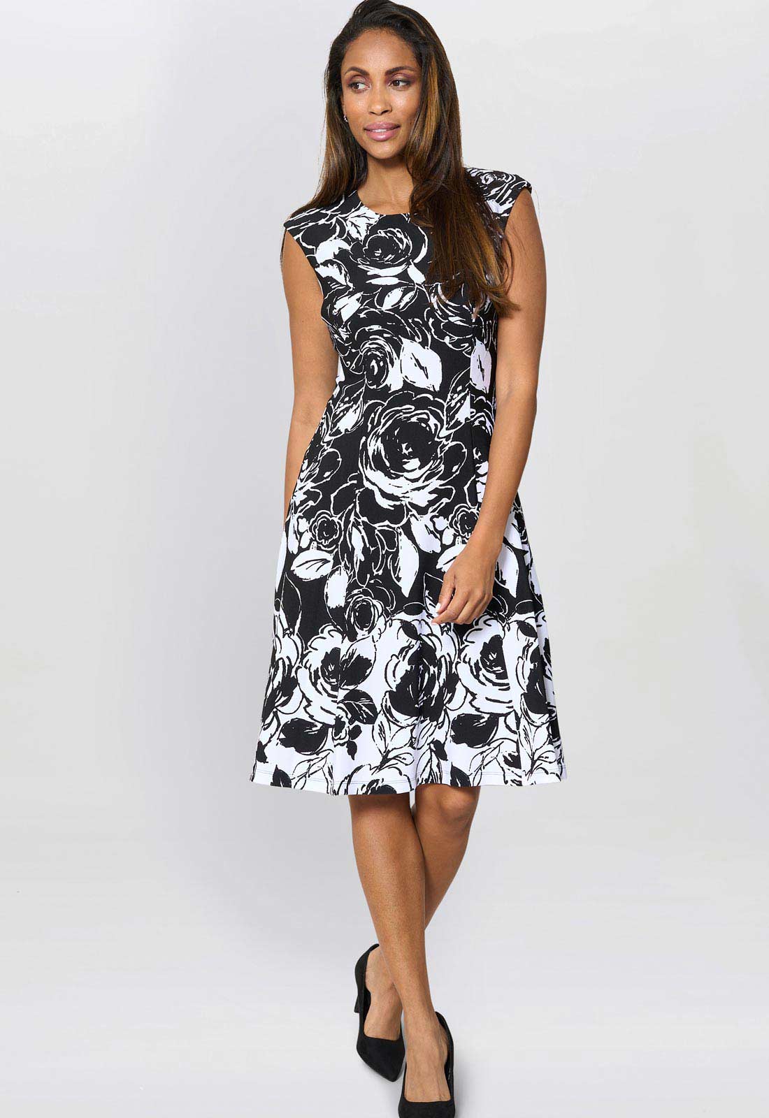 Gina Bacconi Black & White Jess Floral Dress - Image 5