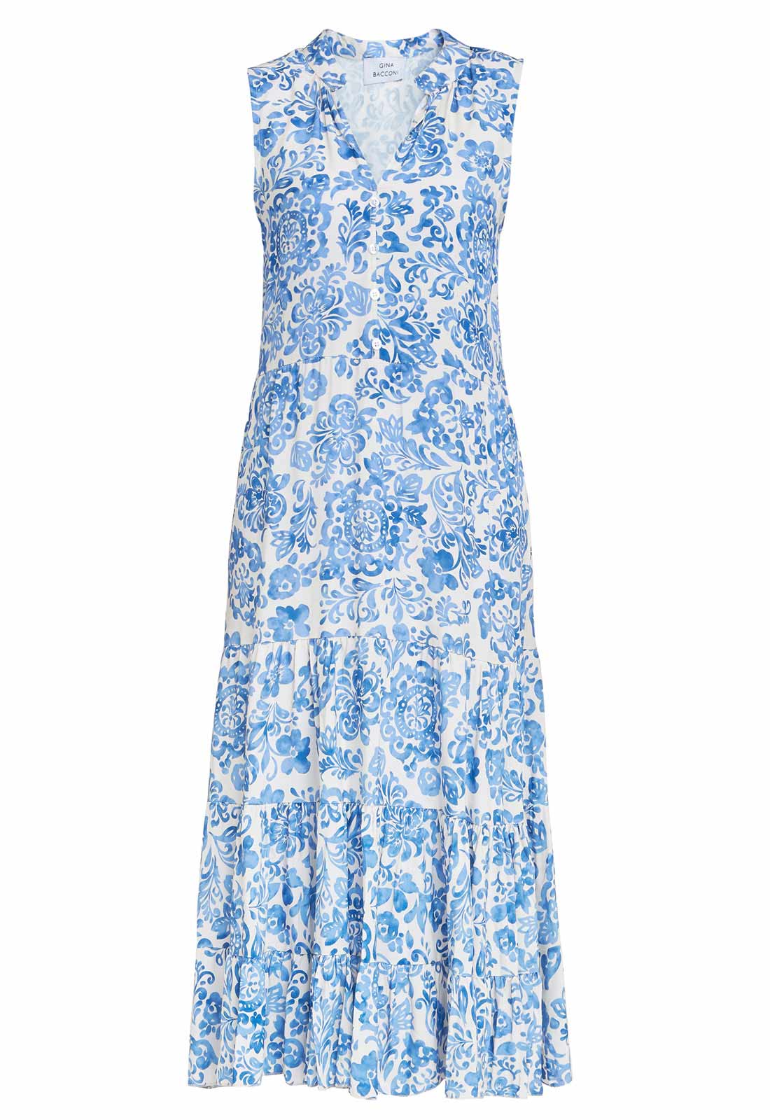 Gina Bacconi Blue and White Lolita Sleeveless Summer Dress - Image 5