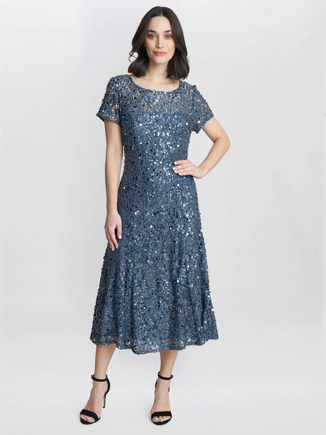 Gina Bacconi Blue Andrea A-Line Dress