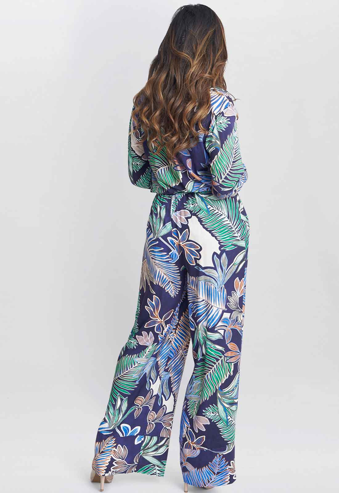 Gina Bacconi Blue Aruna Wide Leg Pull On Trouser - Image 3