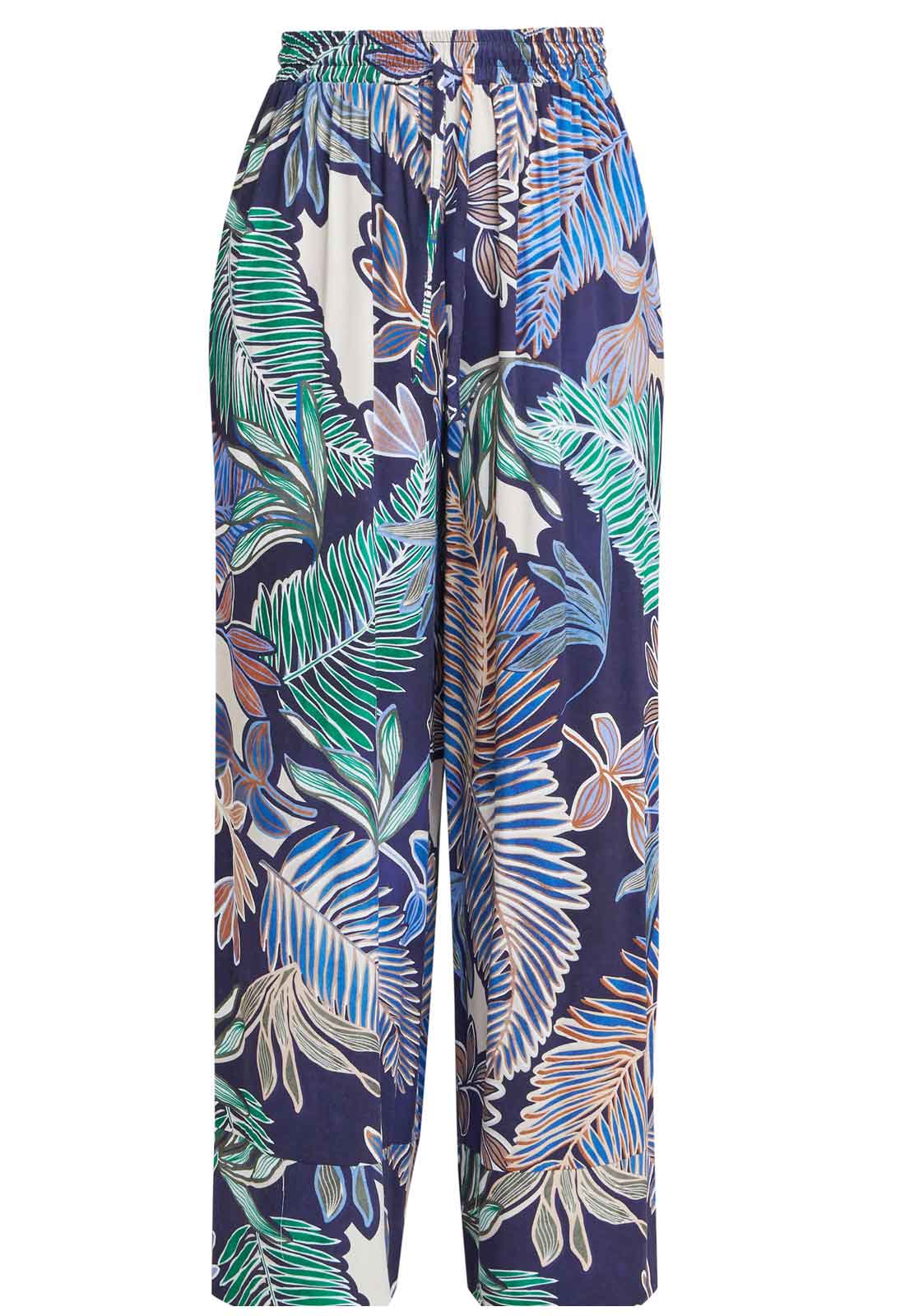Gina Bacconi Blue Aruna Wide Leg Pull On Trouser - Image 4