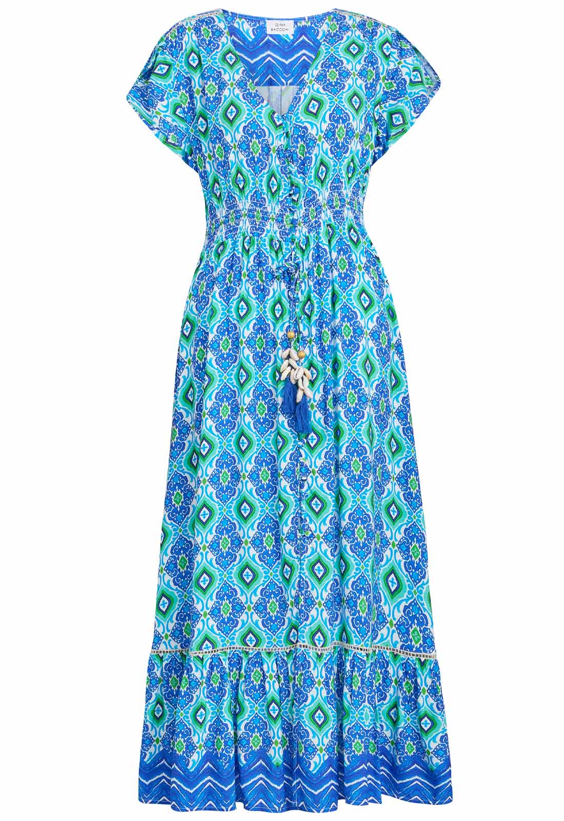 Gina Bacconi BLUE / GREEN Gabi Button Down Dress - Image 2