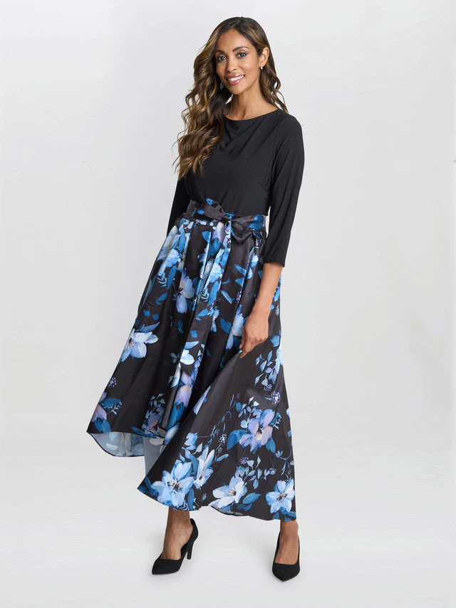 Gina Bacconi Blue Louise Printed High/Low Midi Dress - Image 2