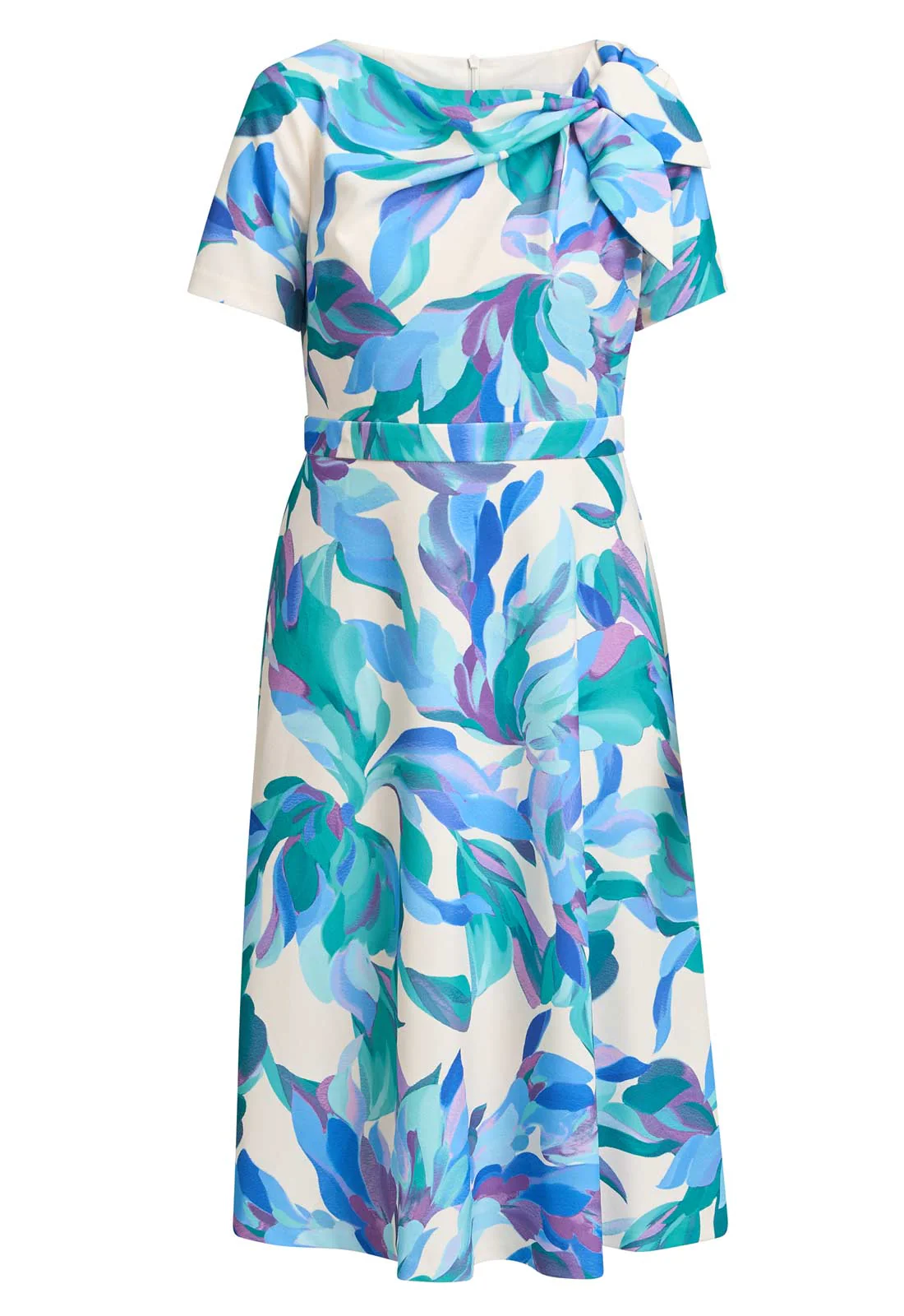 Gina Bacconi BLUE / MULTI Parker Tie Neck Print Dress - Image 6