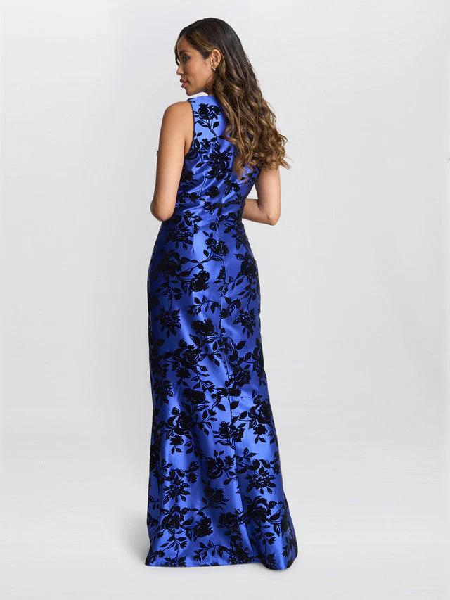 Gina Bacconi Blue Odette Sleeveless Floral Maxi Dress - Image 3