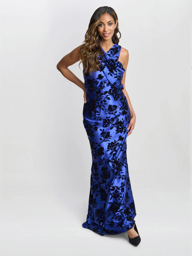 Gina Bacconi Blue Odette Sleeveless Floral Maxi Dress - Image 4