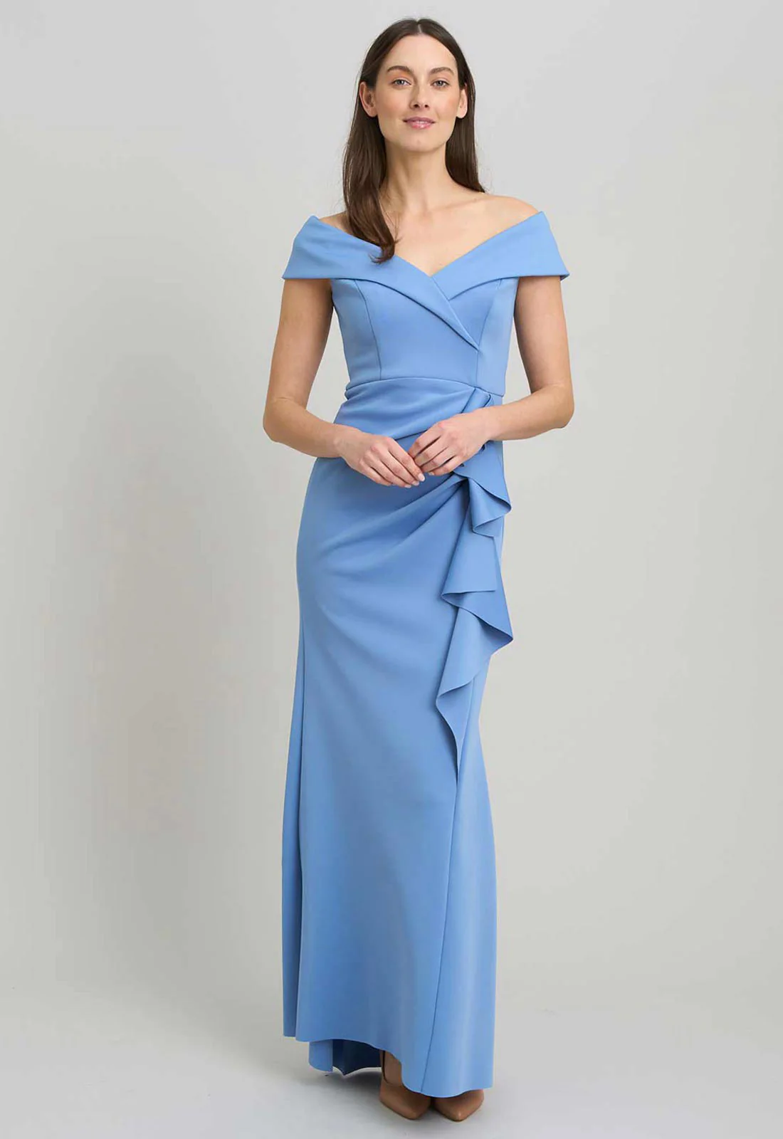 Gina Bacconi BLUE Victoria Maxi Dress With Side Ruching - Image 3