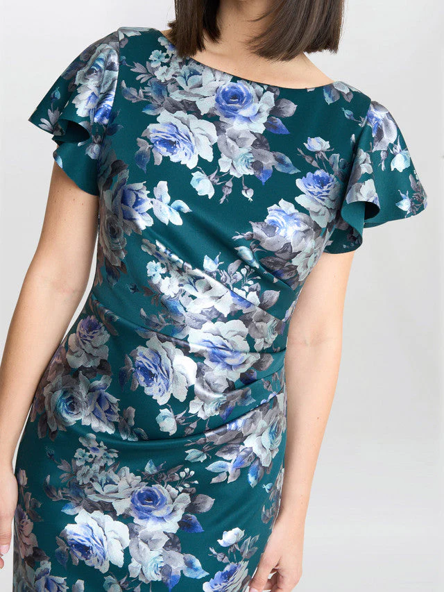 Gina Bacconi Blue Wanda Printed Dress - Image 3