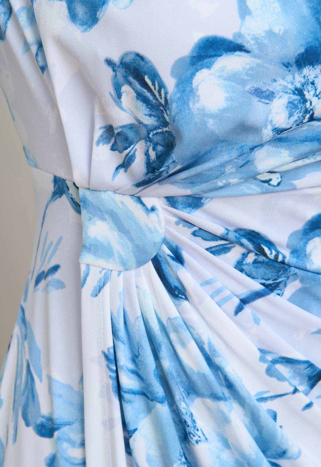 Gina Bacconi BLUE / WHITE Harmony Floral Print Dress - Image 5