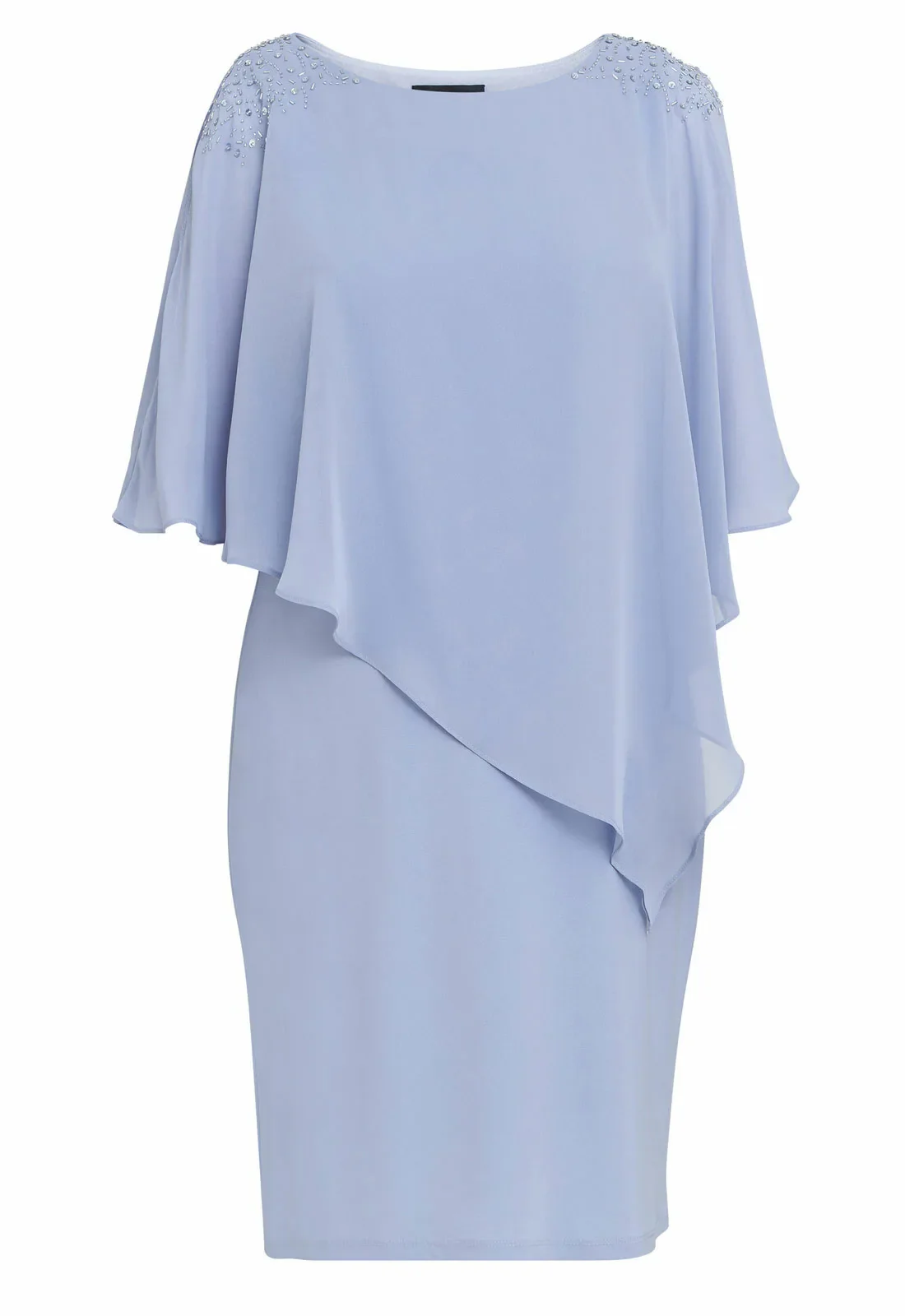 Gina Bacconi Blue Zenna Chiffon Cape Dress - Image 5
