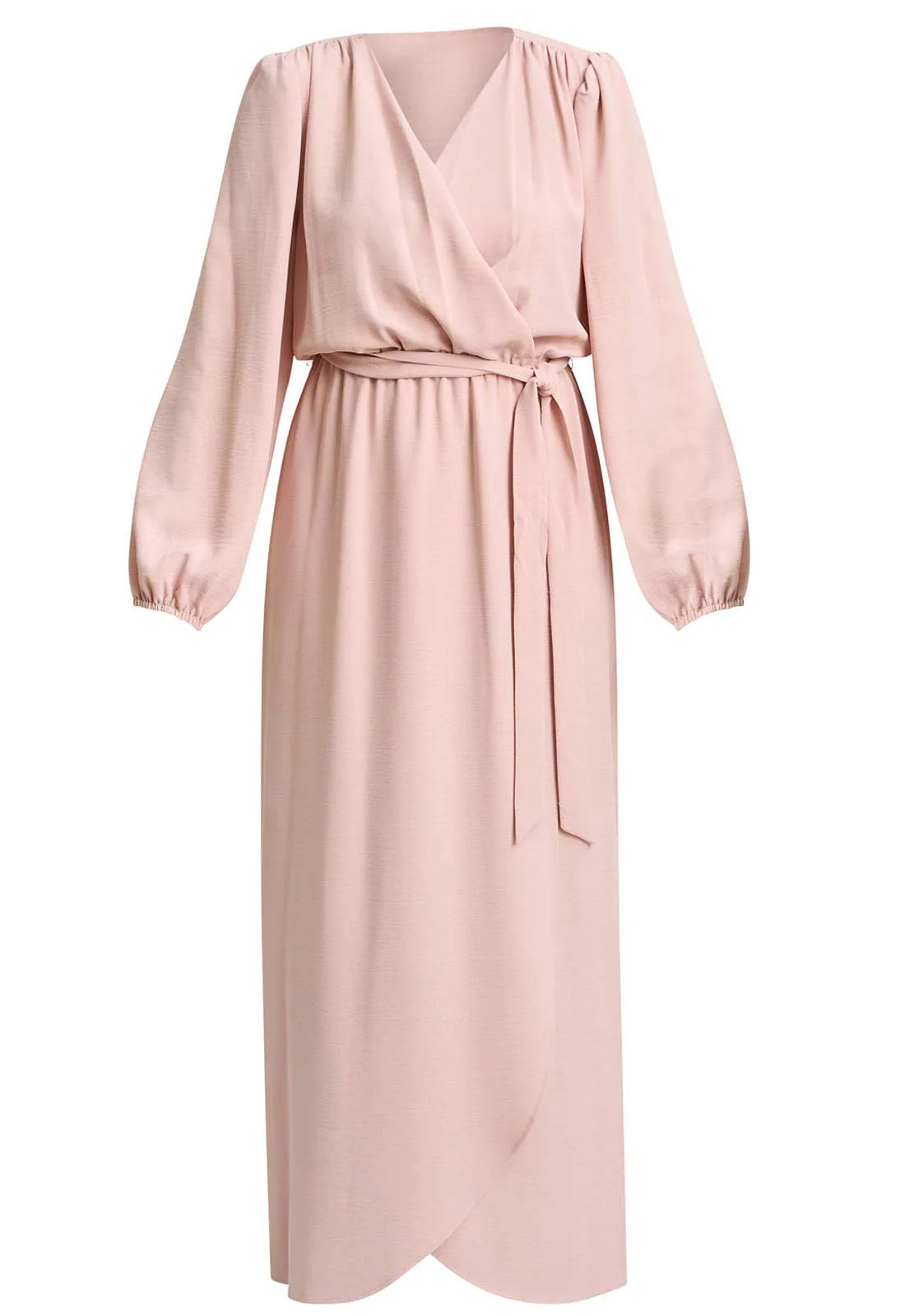 Gina Bacconi BLUSH Bow Wrap Long Sleeve Maxi Dress - Image 2