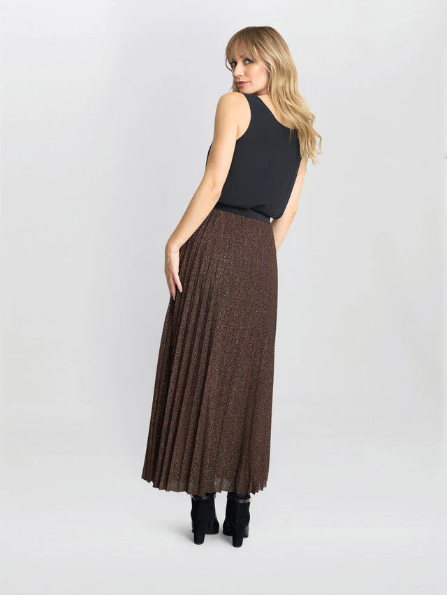 Gina Bacconi Brown Ismay Metallic Skirt - Image 2