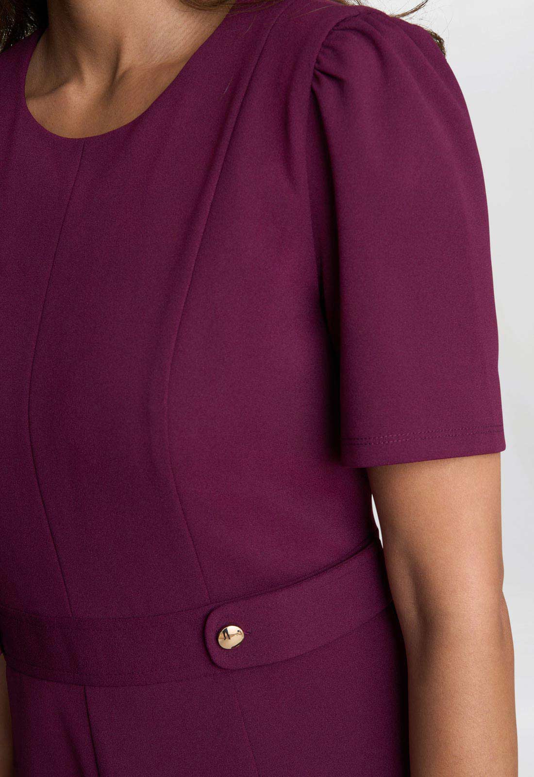 Gina Bacconi Burgundy Mel Fit And Flare Midi Dress - Image 5
