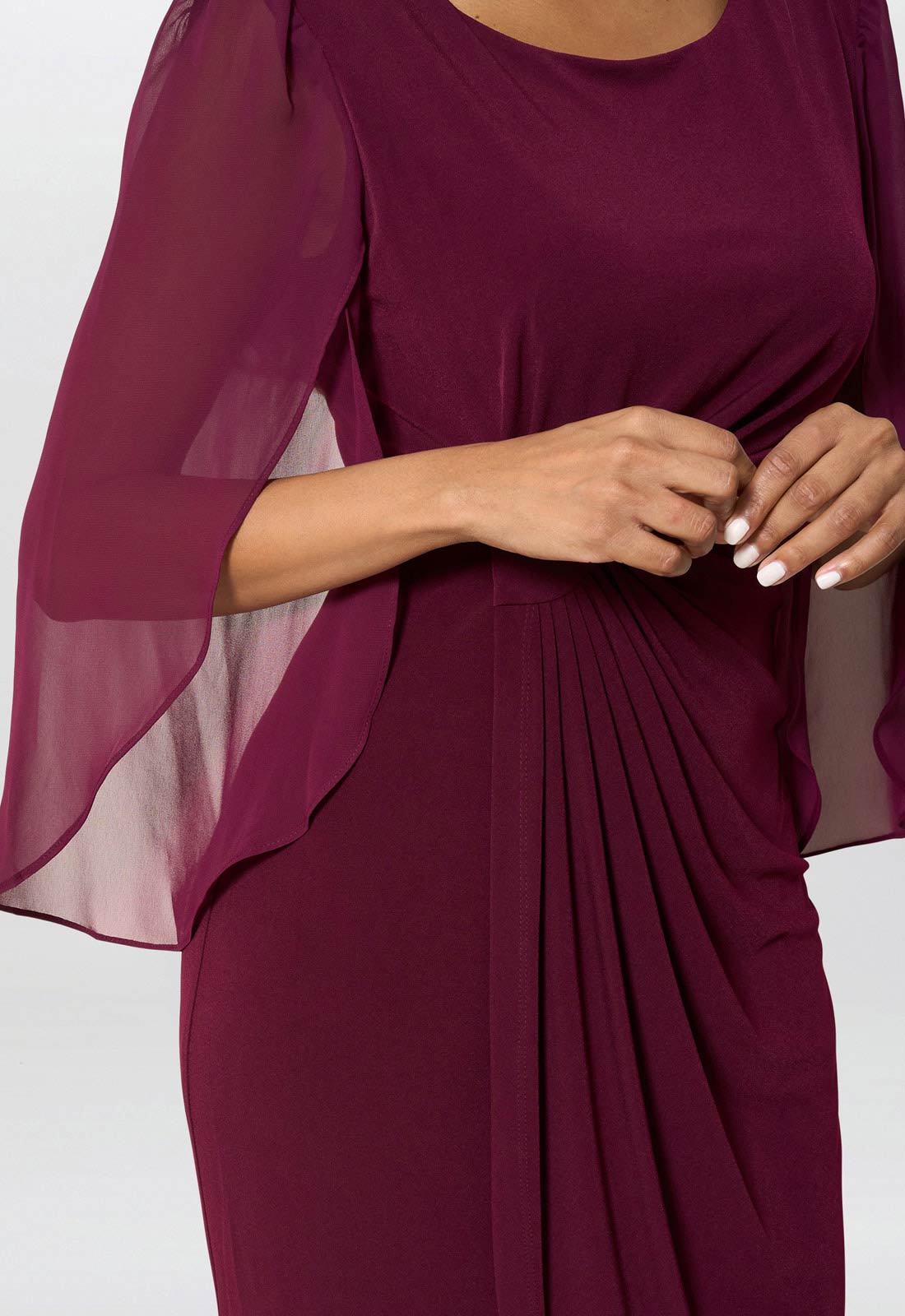 Gina Bacconi Burgundy Ryder Jersey And Chiffon Wrap Dress - Image 2