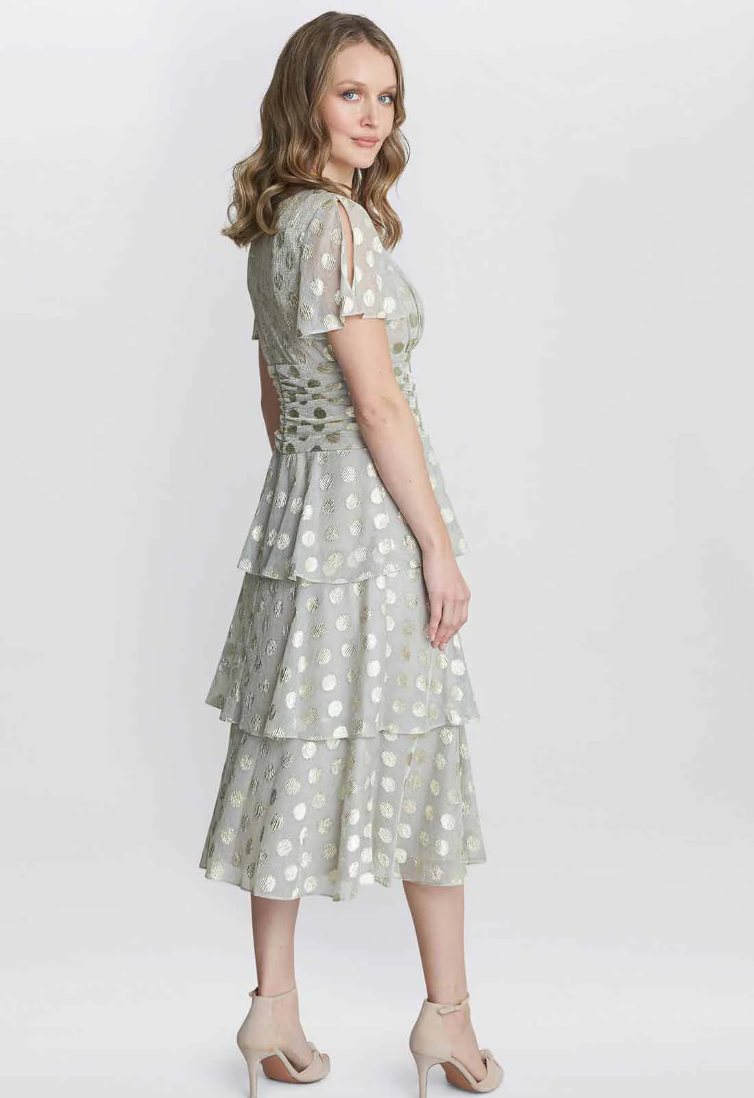Gina Bacconi Gold Cassie Polka Dot Cocktail Dress - Image 5
