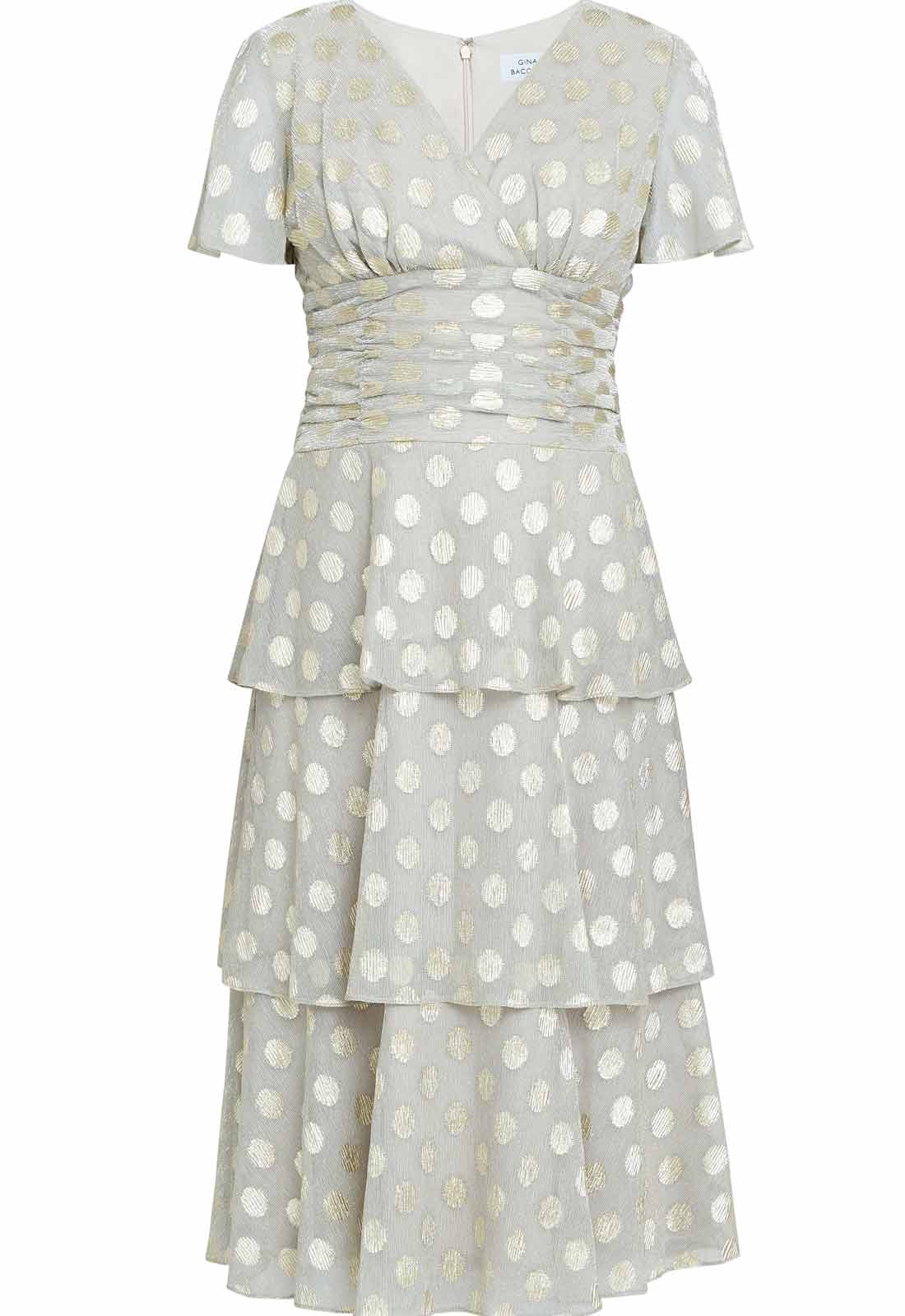Gina Bacconi Gold Cassie Polka Dot Cocktail Dress - Image 6