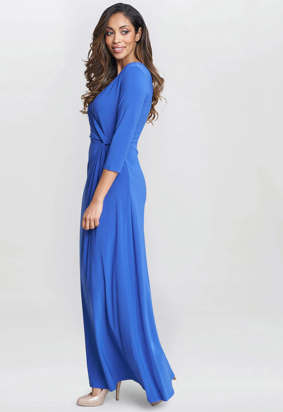Gina Bacconi Blue Celine Jersey Wrap Maxi Dress - Image 3